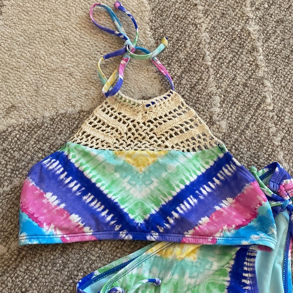 💕💜Hobie 2 piece girl swimwear boho tie dye style bikini 💕💜size 12 - Picture 2 of 8